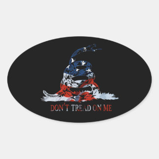 Gadsden Flag in Red White and Blue Oval Sticker
