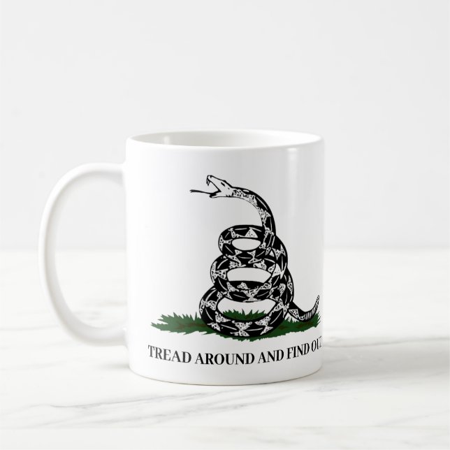 Gadsden Flag Tread Around and Find Out Coffee Mug (Left)