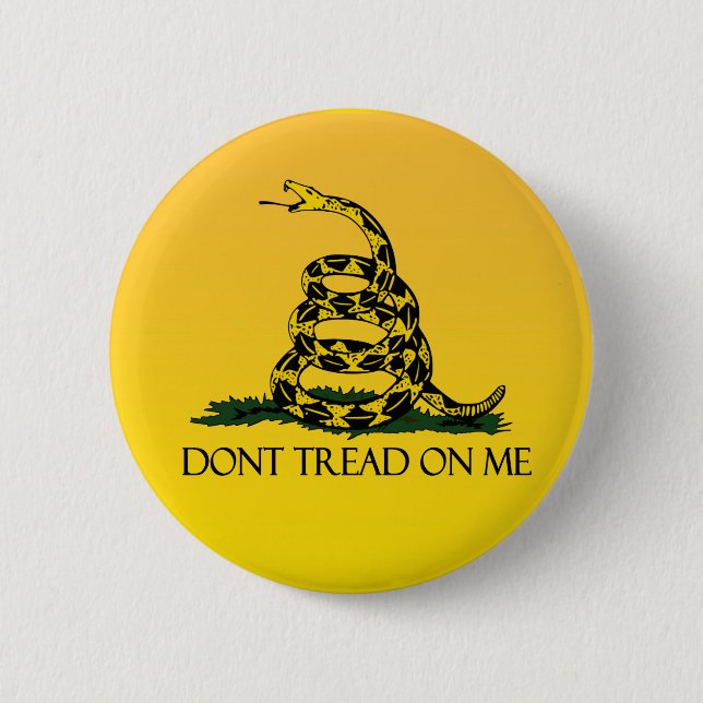 Gadsden Flag, Yellow Background 2 Inch Round Button (Front)