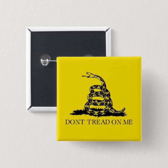 Gadsden Rattlesnake Flag: Revolutionary War 1776 2 Inch Square Button (Front & Back)