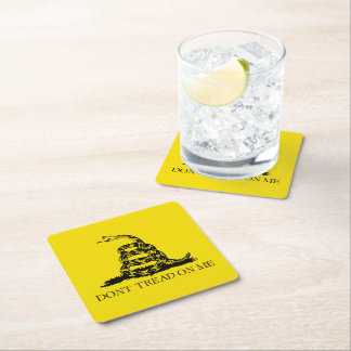 Gadsden Rattlesnake Flag: Revolutionary War 1776 Square Paper Coaster