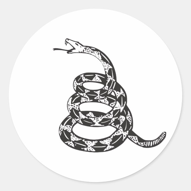 Gadsden Snake - Black Classic Round Sticker (Front)