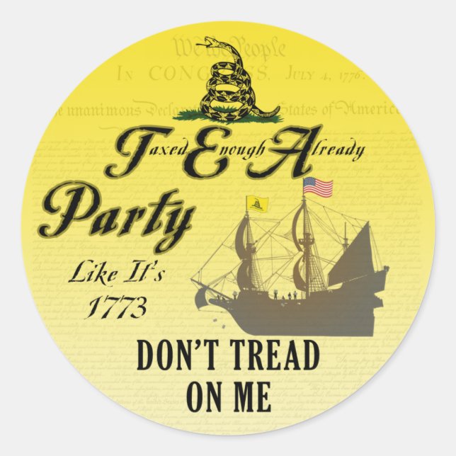 Gadsden - Tea Party Like It's 1773 Stickers (Front)