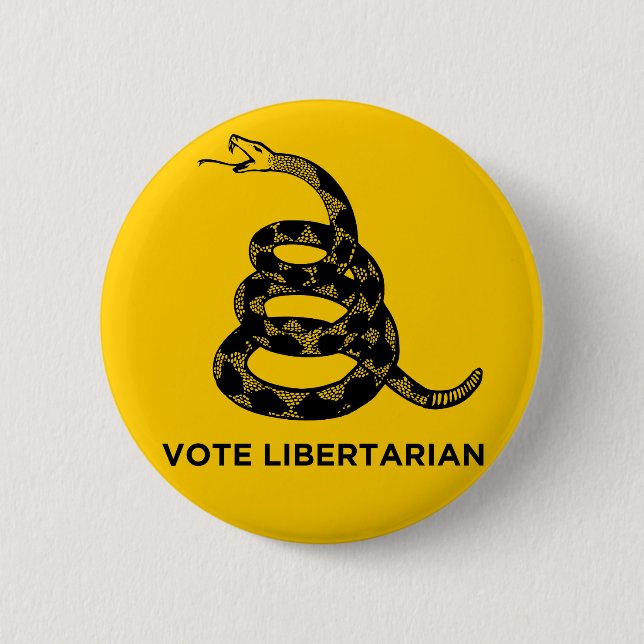 Gadsden "Vote Libertarian" Button (Front)