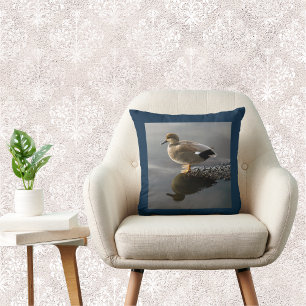 Gadwell Duck Blue Square Throw Pillow