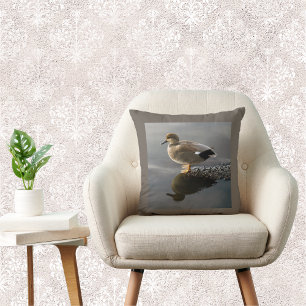 Gadwell Duck Taupe Square Throw Pillow