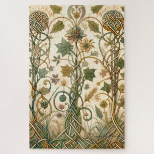 Gaelic Cottage Celtic Core Enchanted Garden Floral Jigsaw Puzzle
