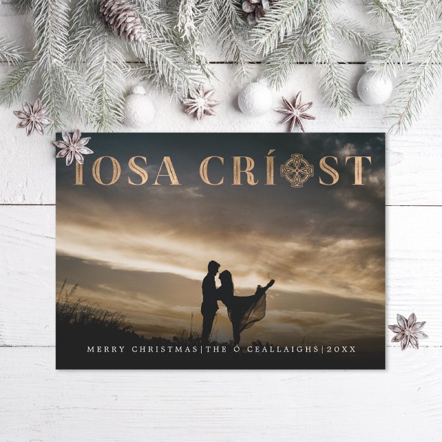 Gaelic Íosa Críost Cross Photo Christmas Card (Creator Uploaded)