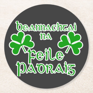 Gaelic St. Patrick's Day  Round Paper Coaster