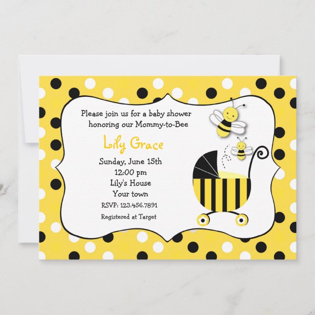 Gaffez les invitations de baby shower d'abeille (Devant)