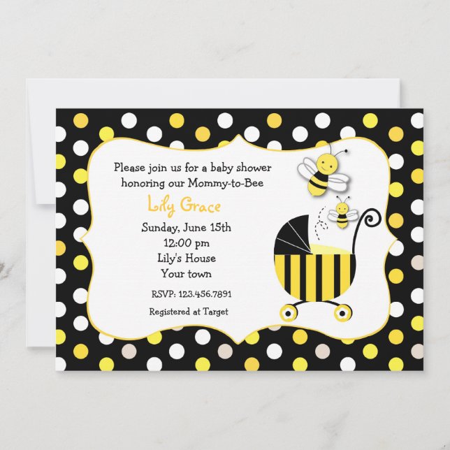 Gaffez les invitations de baby shower d'abeille (Devant)