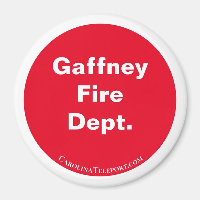 Gaffney Fire Dept. Red/White Magnet (Front)