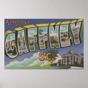 Gaffney, South Carolina - Large Letter Scenes Poster