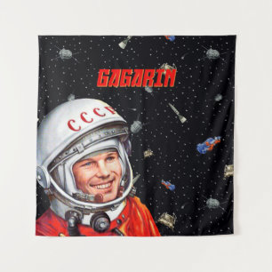 Gagarin — Sovietwave, Gagarin space art Tapestry