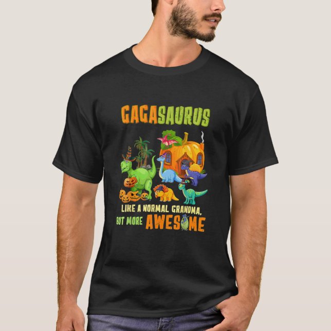 Gagasaurus T Rex Dinosaur Gaga Saurus Halloween Co T-Shirt (Front)