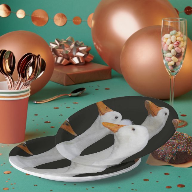 Gaggle of White Ducks Paper Plate (Multi)
