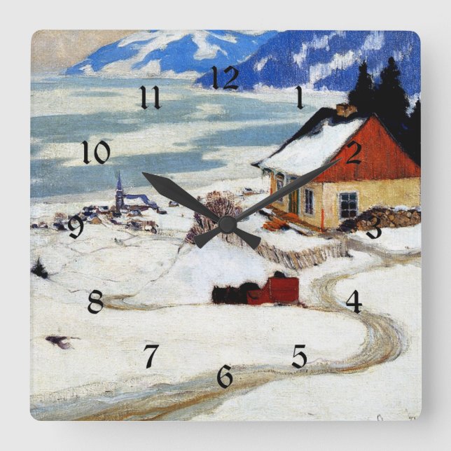 Gagnon - The Red Sleigh Square Wall Clock (Front)