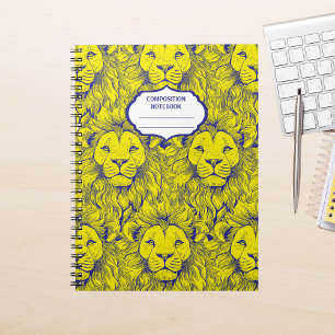 Gahanna Lions Retro Pattern Blue Yellow Spiral  Notebook