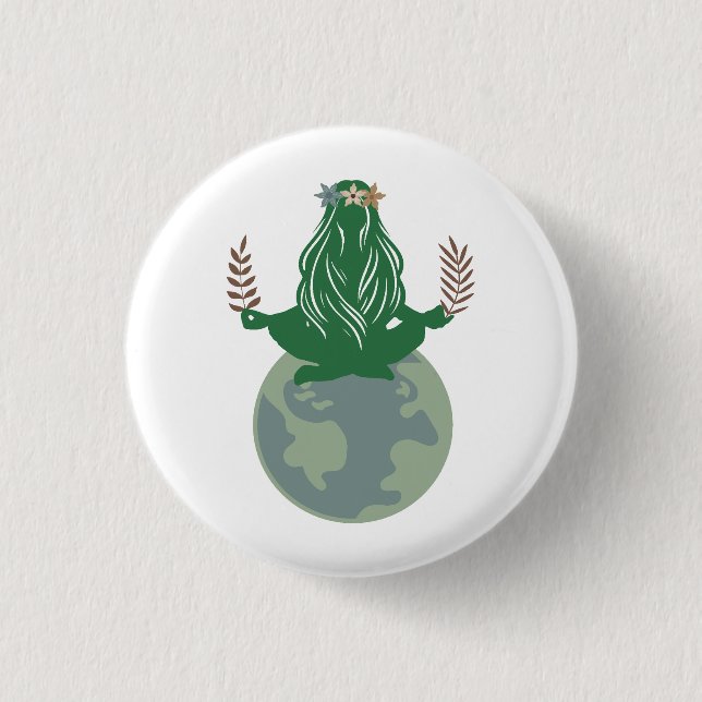 Gaia Earth Goddess, Mother Earth, Planet Earth  1 Inch Round Button (Front)