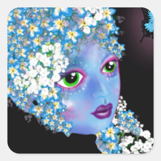 GAIA Mother Earth Pagan fantasy Art by LeahG Square Sticker (Front)