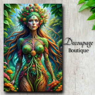 Gaia's Awakening Vibrant Nature Goddess Decoupage Tissue Paper