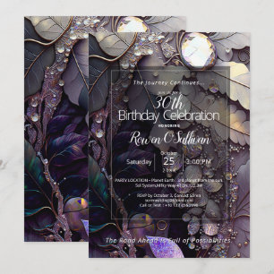 Gaia's Whispers Botanical Gemstone Abstract Invitation