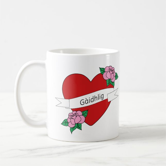 Gàidhlig in love heart Scottish Gaelic Coffee Mug (Left)