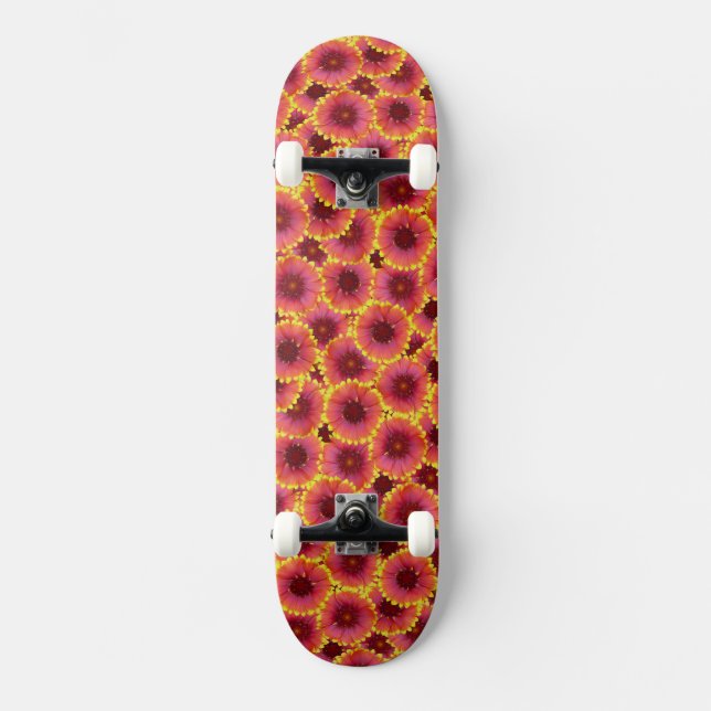 Gaillardia Seamless Pattern Skateboard (Front)