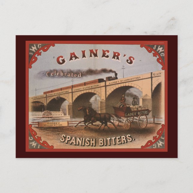 Gainer's Spanish Bitters Postcard (Front)