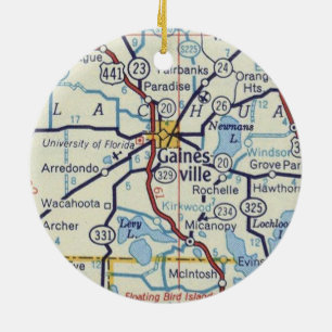 Gainesville Fl Vintage Map Ceramic Ornament