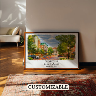 Gainesville Florida Poster, Watercolor, Custom Poster
