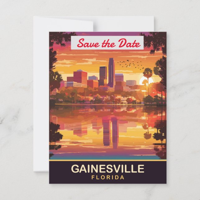 Gainesville Florida Skyline Wedding Invitation (Front)