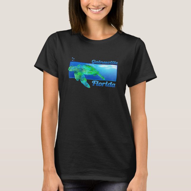 Gainesville Florida Swimming Sea Turtle T-Shirt (Front)