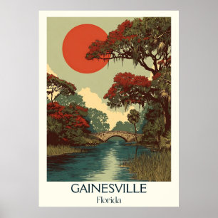 Gainesville Florida Vintage Nature Travel Art Poster