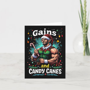 Gains And Candy Canes Christmas Elf Gym Workout  Card