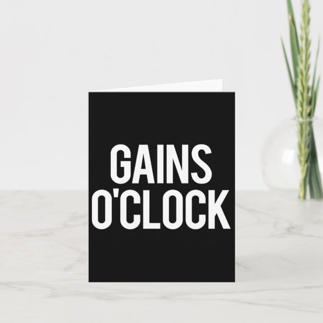 Gains O'clock Funny Gym Weightlifting Bodybuilding Card (Front)
