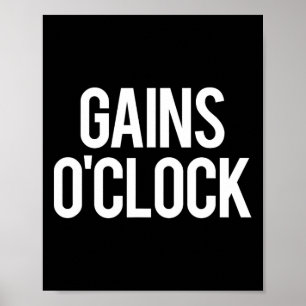 Gains O'clock Funny Gym Weightlifting Bodybuilding Poster