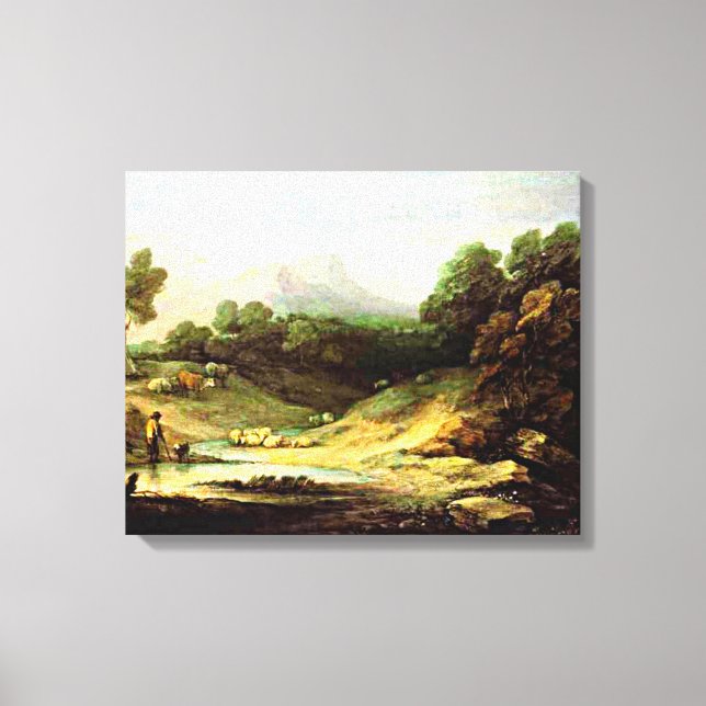 Gainsborough - Mountain Landscape with Shepherd Canvas Print (Front)