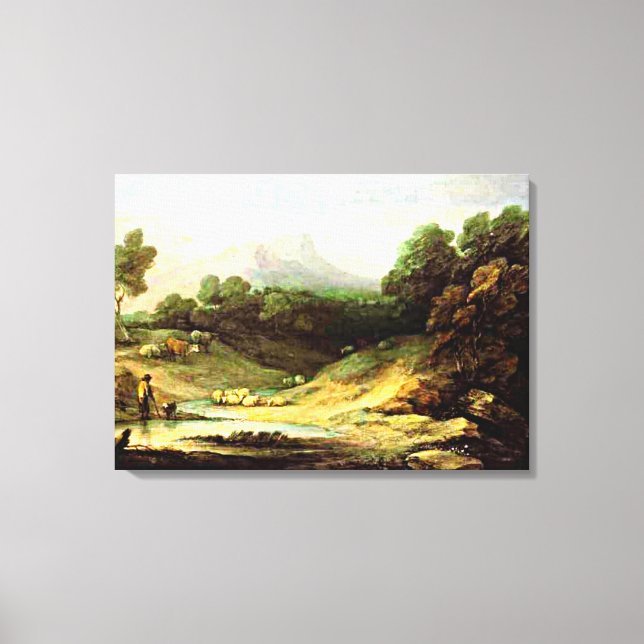 Gainsborough - Mountain Landscape with Shepherd Canvas Print (Front)