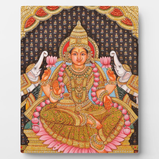 GAJA LAKSHMI INTRICATE TANJORE PAINTING {SOUTH IND PLAQUE (Front)
