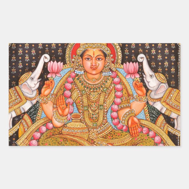GAJA LAKSHMI INTRICATE TANJORE PAINTING {SOUTH IND STICKER (Front)