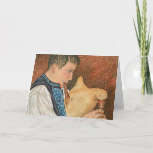 Gajde Bagpiper Holiday Card