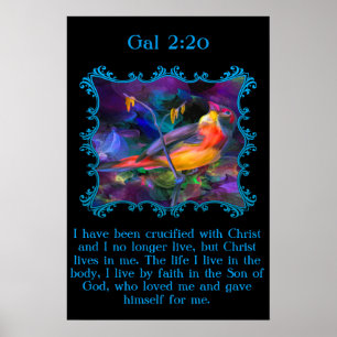 Gal 2:20 Beautiful rainbow colorful sparrow Poster