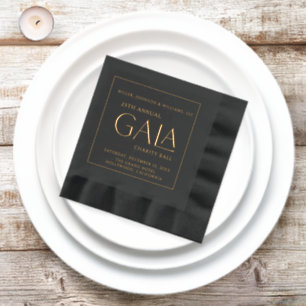 Gala Ball Charity Fundraiser Elegant Black Gold Foil Napkins