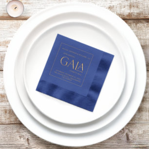 Gala Ball Charity Fundraiser Elegant Navy Gold  Foil Napkins