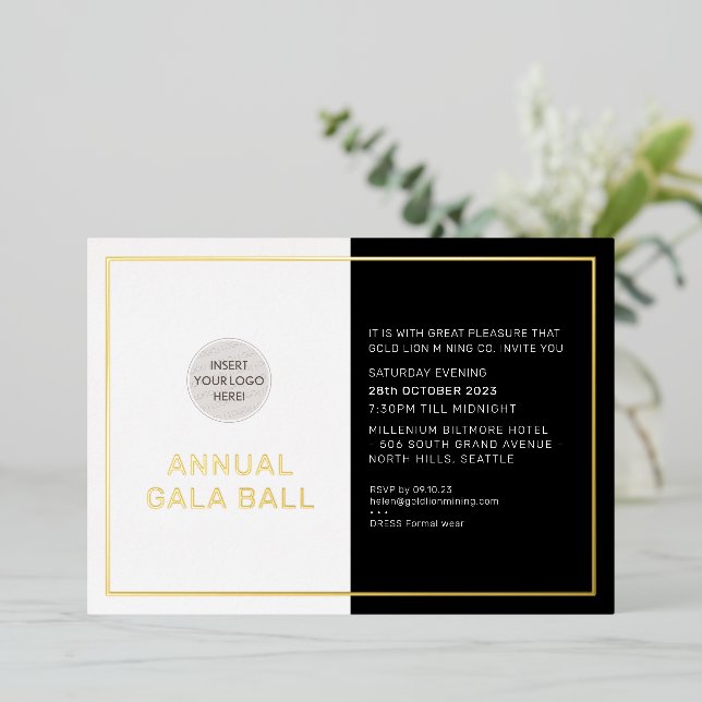 GALA BALL company logo formal black tie gold (Standing Front)