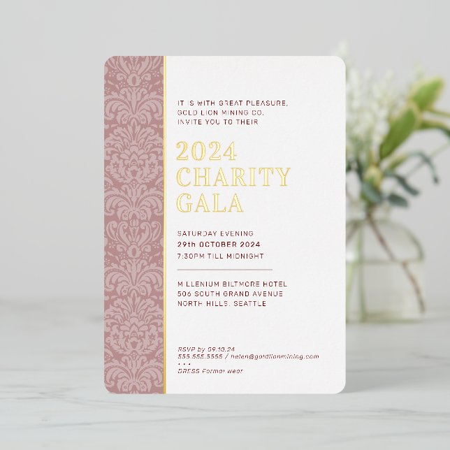 GALA BALL modern elegant event maroon red gold  (Standing Front)