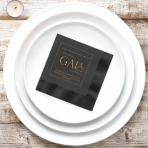 Gala Charity Ball Annual Fundraiser Black Gold Foil Napkins