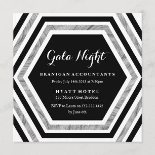 Gala Night Business Function Silver Hexagon Invitation