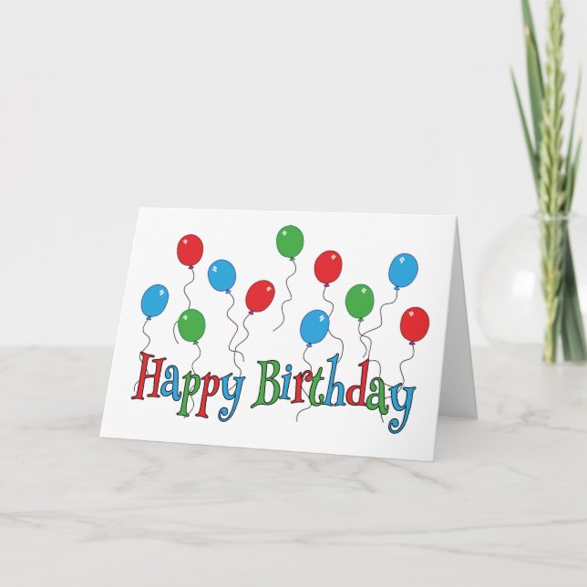 Gala of Fun Balloons Happy Birthday Card (Front)